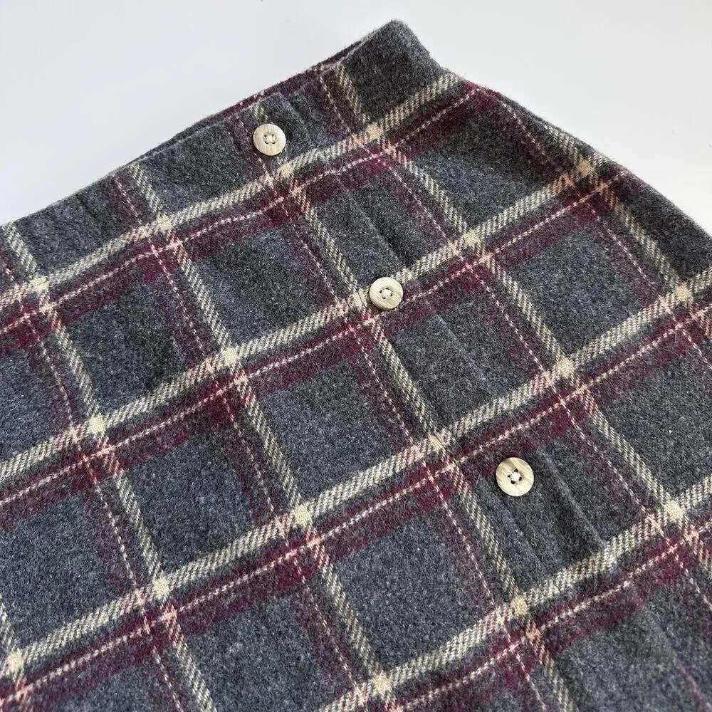 Vintage American Outfitters‎ Wrap Skirt Mini Plaid Gray Y2K Academia School Girl